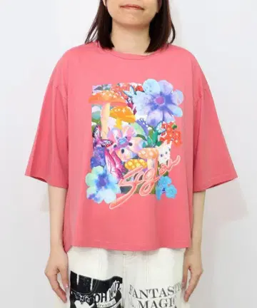 스칼라 152689: 고양이 꽃 버섯 무늬 접촉 냉감 티셔츠