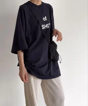 캐널진 티셔츠 오버 사이즈 SHIT 래글런 반팔 티셔츠