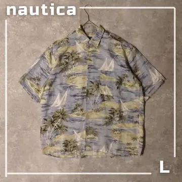 90년대 빈티지 Nautica 알로하 셔츠 L 사이즈 데미지 셔츠