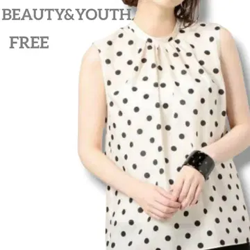 BEAUTY&YOUTH 여성용 도트 개더 하이넥 튜닉 FREE