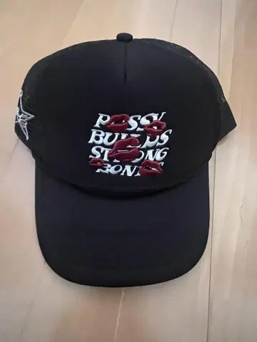블랙 자수 로고가 있는 야구 모자