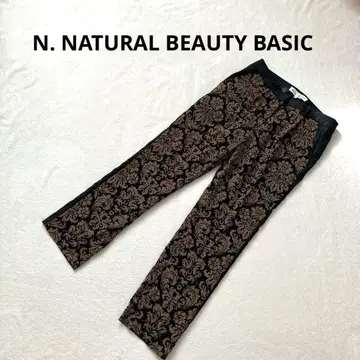 N. NATURAL BEAUTY BASIC 팬츠 블랙 베이지 꽃무늬