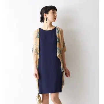 후리후리 캐롤 드레이프 원피스 네이비