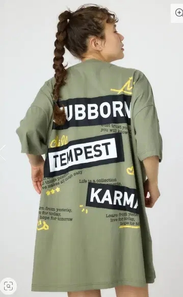 PATCH Design 원피스 미니 원피스 반팔 오버 사이즈