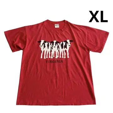 80s 90s ONEITA 소 양면 프린트 티셔츠 XL 빨간색 오네타