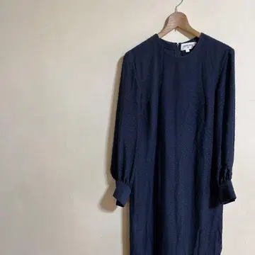 HANAEMORI 네이비 도트 무늬 원피스 실크 100