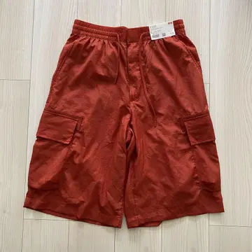 택 포함 새상품 유니클로 c 와이드 핏 카고 하프 팬츠 오렌지 S