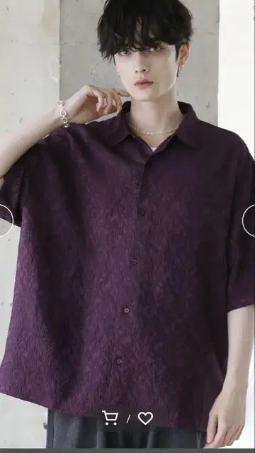 올 패턴 자카드 와이드 드레이프 반팔 셔츠