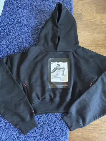 STUDIO R330 블랙 크롭 후드티 L