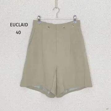 Eukreido | 큐롯 팬츠 [40] 린넨 혼방 베이지 프론트 턱 냉감