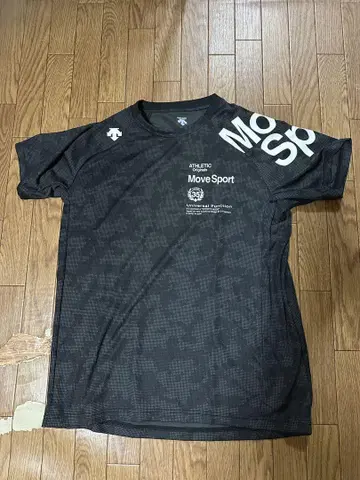 데상트 티셔츠 MOVE SPORTS 스트레치 자카드 L 블랙