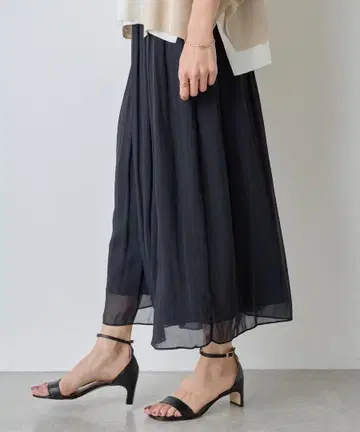 BEARSLEY 주름 쉬폰 개더 팬츠 블랙 비어즐리