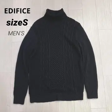 EDIFICE 울 100% 케이블 짜임 터틀 니트 스웨터 S