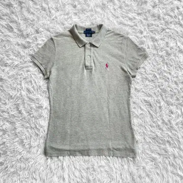 RALPH LAUREN 그레이 피케 셔츠 M 반팔 여성용