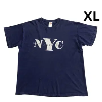 90s 00s 프룻 오브 더 룸 NYC 티셔츠 XL 네이비 화이트