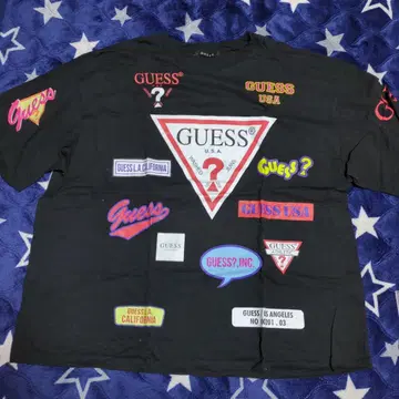 GUESS 로고 프린트 티셔츠 L 사이즈 블랙