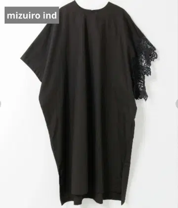 mizuiro ind 비대칭 레이스 원피스 블랙 프리 면