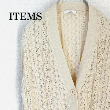 ITEMS 어반 리서치 레이스 니트 긴팔 가디건 아이보리 F