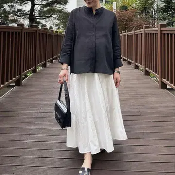 yonfa  시어 린넨 셔츠 블랙