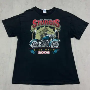 바이크 위크 2006 STURGIS 반팔 티셔츠 구제 의류 블랙 검정 L