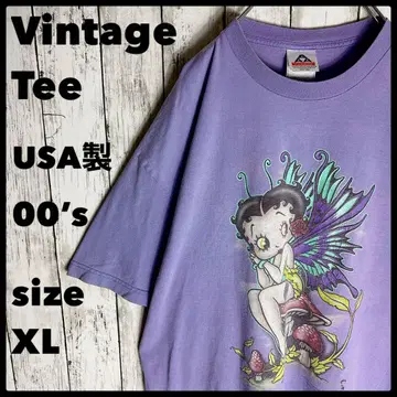 00s 베티 붑 빈티지 구제 의류 티셔츠 XL 퍼플 USA제
