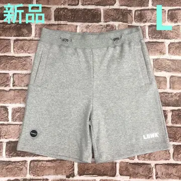 LIBERTY WALK 하프 팬츠 그레이 프린트 로고 러버 밴더