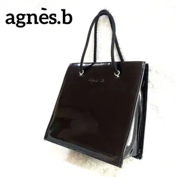 에네스베 Agnes.b 에나멜 토트백 핸드백 블랙