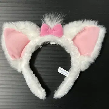 디즈니 고양이 귀 헤어밴드 화이트 핑크