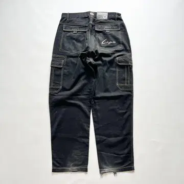 LA GATE JEANS 00s 아카이브 블랙 데님 카고 C197
