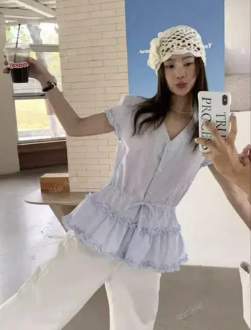 한국 블라우스 셔츠 탑 y2k 스트라이프 위시 코어 탑