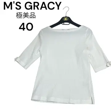 엠즈 그레이시 M'S GRACY 화이트 오분 소매 40 현행 택 티셔츠
