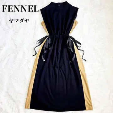FENNEL 사이드 리본 바이컬러 슬리브리스 코튼 원피스