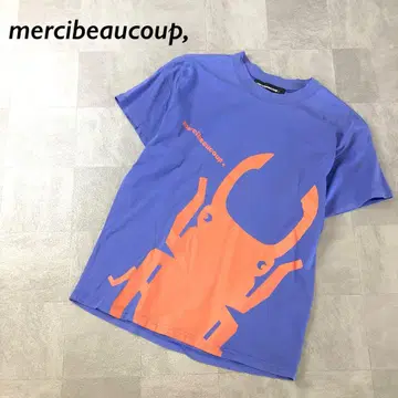 mercibeaucoup, 사슴벌레 프린트 티셔츠 반팔 블루