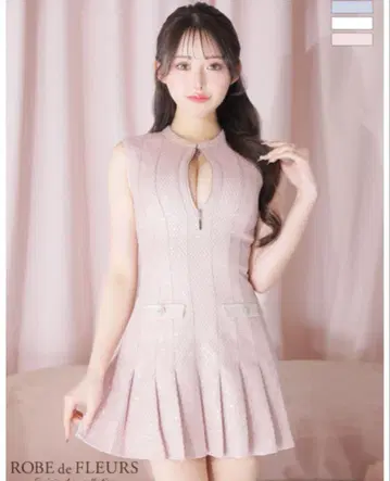 ROBE de FLEURS 핑크 슬리브리스 드레스