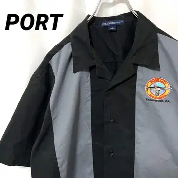 N-4548 PORT 미국 빈티지 의류 볼링 셔츠 반팔 자수 패치 L