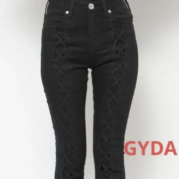 GYDA 레이스업 디자인 블랙 스키니 데님 팬츠 M 사이즈