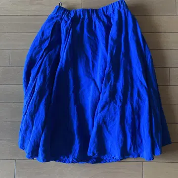 린넨 스커트 12closet 파랑 린넨 종아리 기장