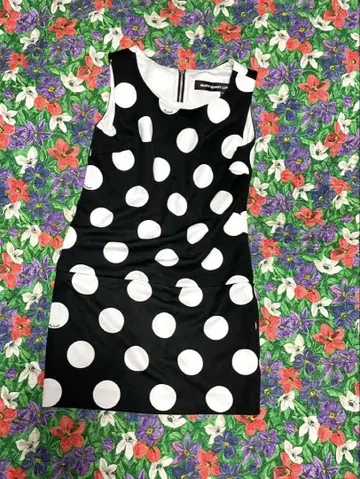 MARY QUANT LONDON 도트 무늬 슬리브리스 원피스