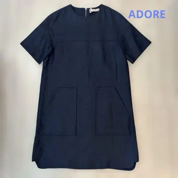 최종 가격 ADORE 어도어 린넨 원피스 36 네이비