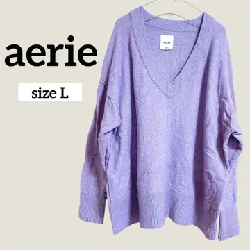 aerie 라벤더 V넥 니트 긴팔