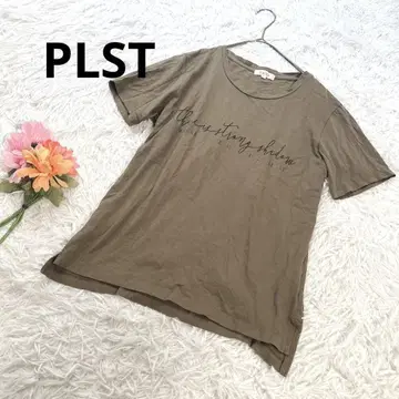 플라스테 [M] 상의 티셔츠 반팔 로고 면 스트레치