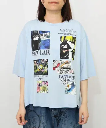스칼라 152686: 콜라주 패턴 접촉 냉감 티셔츠