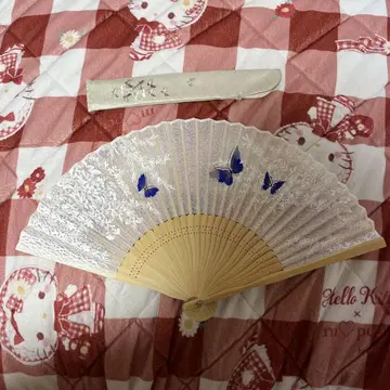 오니시 상점 부채 구름 용 종이 나비 파랑