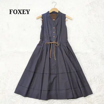 FOXEY 폭시 드레스 원피스 스탠딩 칼라 로프 티어드 그레이