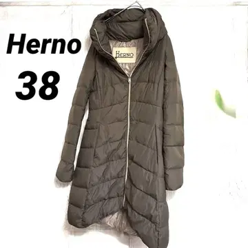 Herno 헤르노 후드 부착 롱 다운 자켓 38 카키
