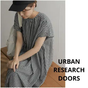 URBAN RESEARCH DOORS 코튼 론 깅엄 원피스
