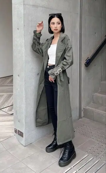 GYDA 하이 웨스트 밀리터리 카고 스키니 팬츠