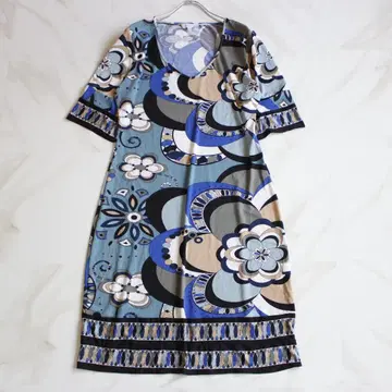 빅 사이즈] EMILIO PUCCI 푸치 패턴 원피스 LL 블루 올 패턴