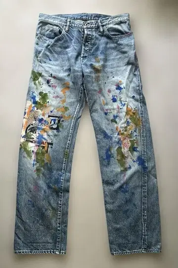 RED EAR 컬러풀 페인트 데님 팬츠