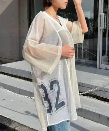 etsinta 에신타 리메이크 유니폼 오버 T 메쉬 화이트